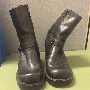 Harley-Davidson Black Heeled Boots with Buckle Detail